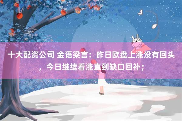 十大配资公司 金语梁言：昨日欧盘上涨没有回头，今日继续看涨直到缺口回补；