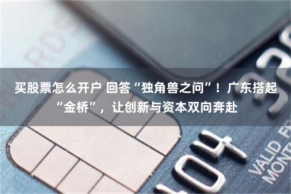 买股票怎么开户 回答“独角兽之问”！广东搭起“金桥”，让创新与资本双向奔赴