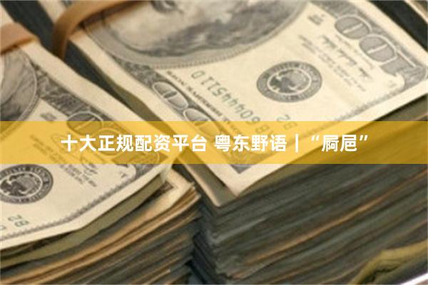 十大正规配资平台 粤东野语|“屙㞎”