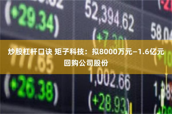炒股杠杆口诀 矩子科技：拟8000万元—1.6亿元回购公司股份