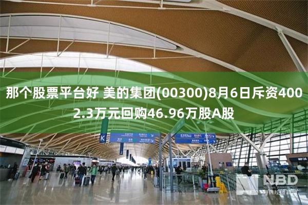 那个股票平台好 美的集团(00300)8月6日斥资4002.3万元回购46.96万股A股