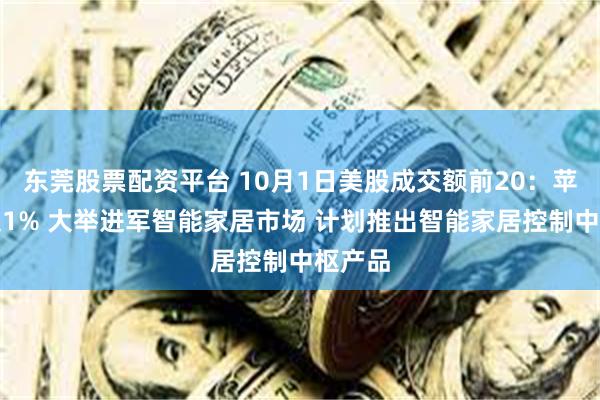 东莞股票配资平台 10月1日美股成交额前20：苹果涨超1% 大举进军智能家居市场 计划推出智能家居控制中枢产品